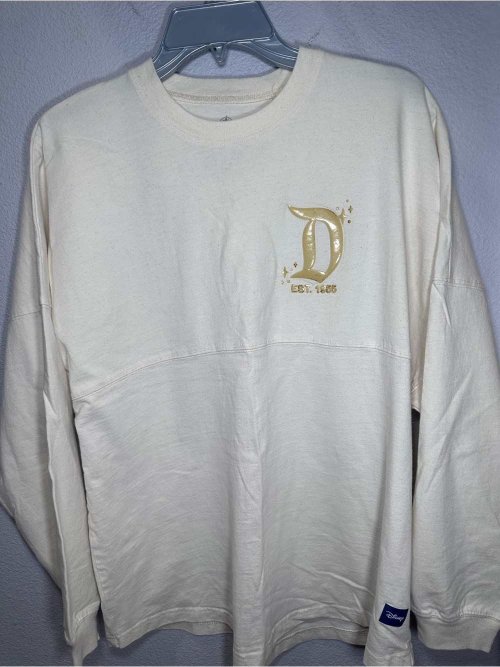 Disney spirit jersey Cream Long Sleeve Crewneck with Gold